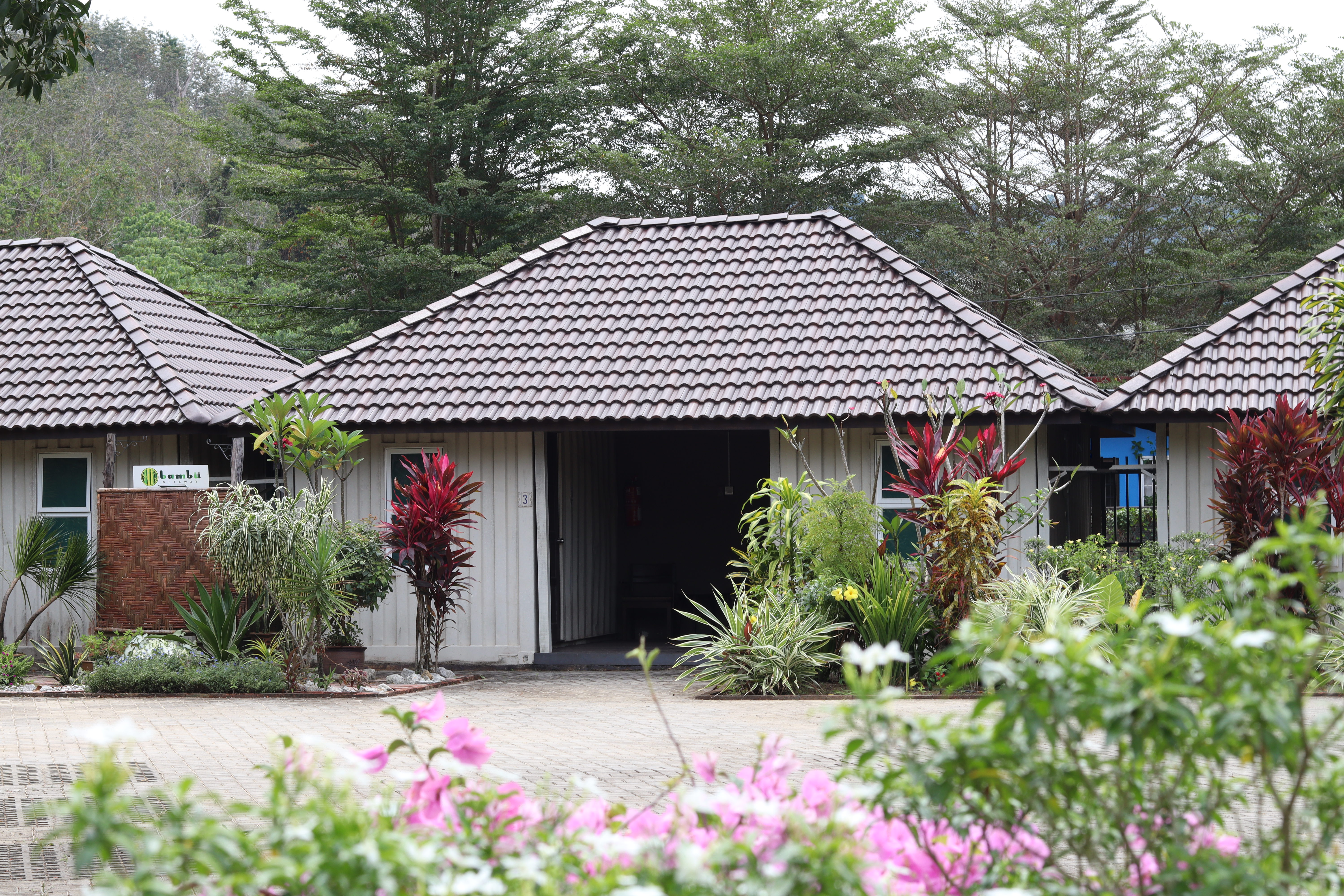 Bambu cabins and garden pathways