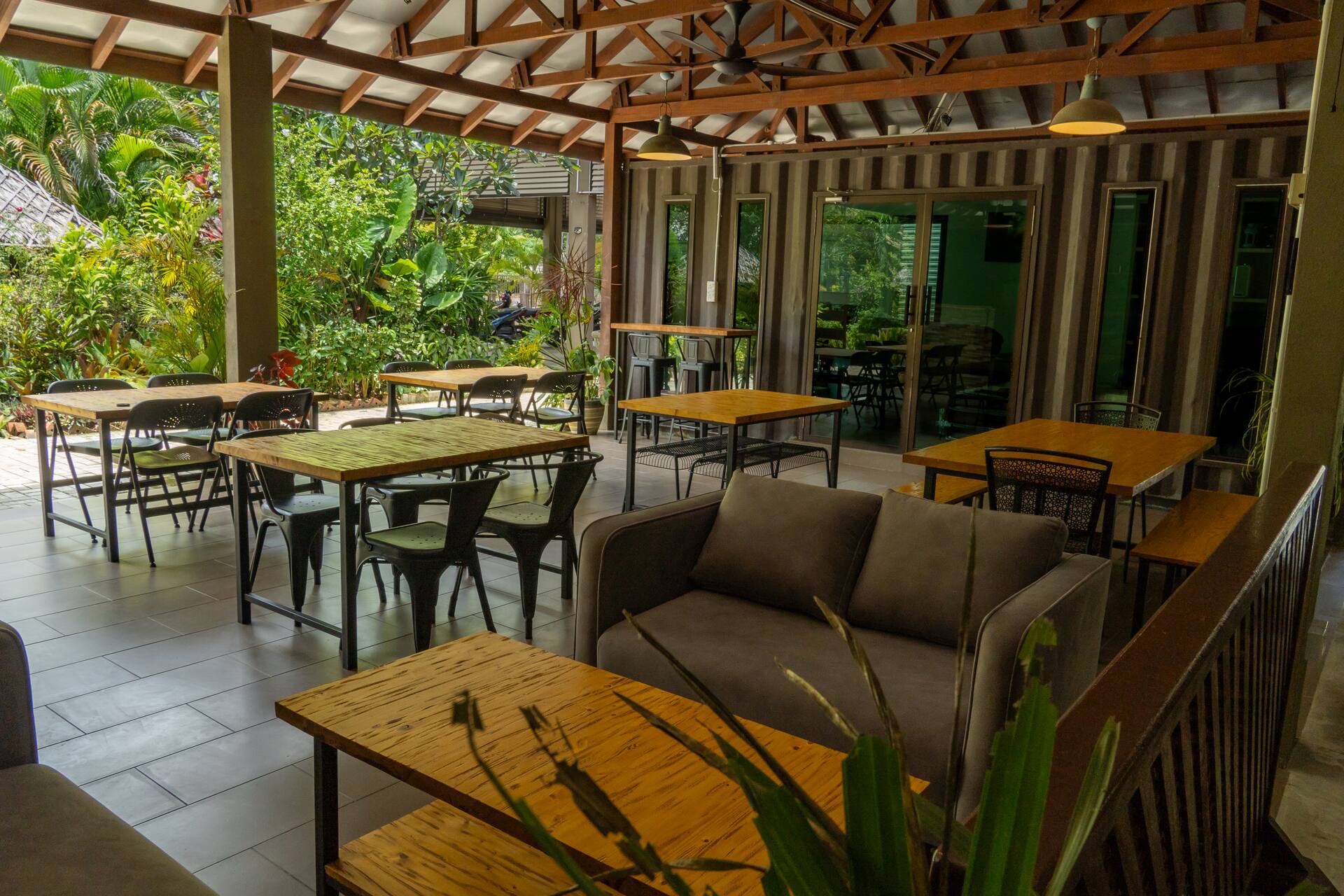 Indoor cafe seating at Bambu Getaway, Langkawi